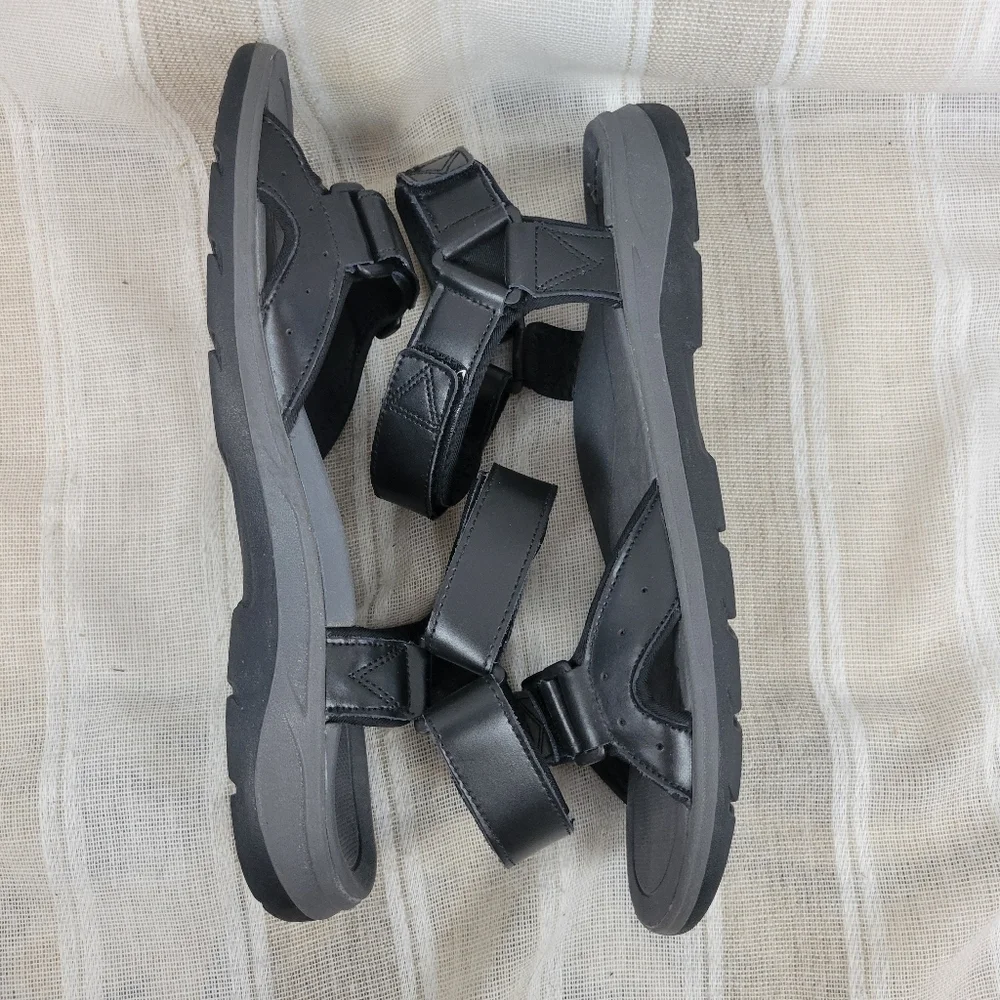 Vionic Canoe Leo‎ Dad Sandals Black Gray Size 12